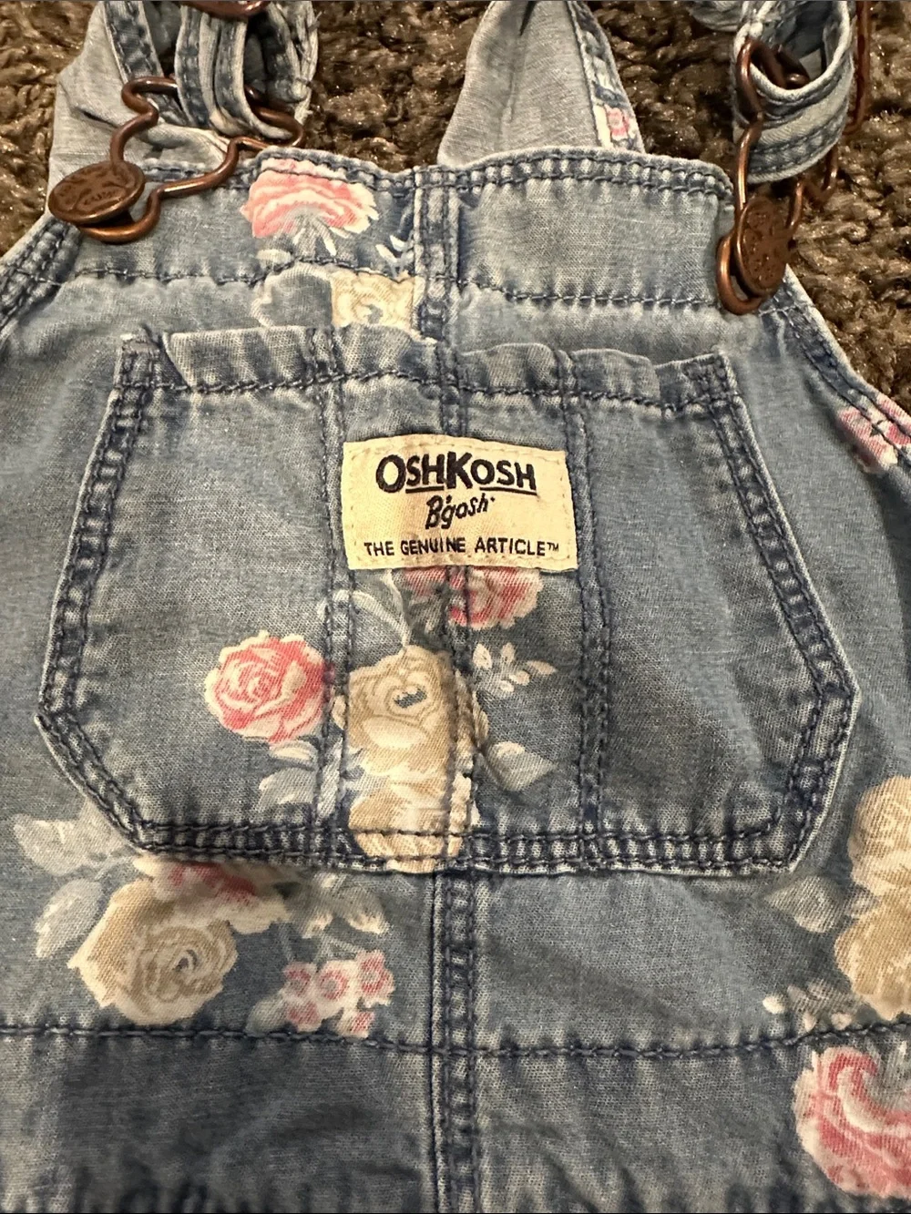 OshKosh Light Blue Denim Dress with Pink Floral Accents